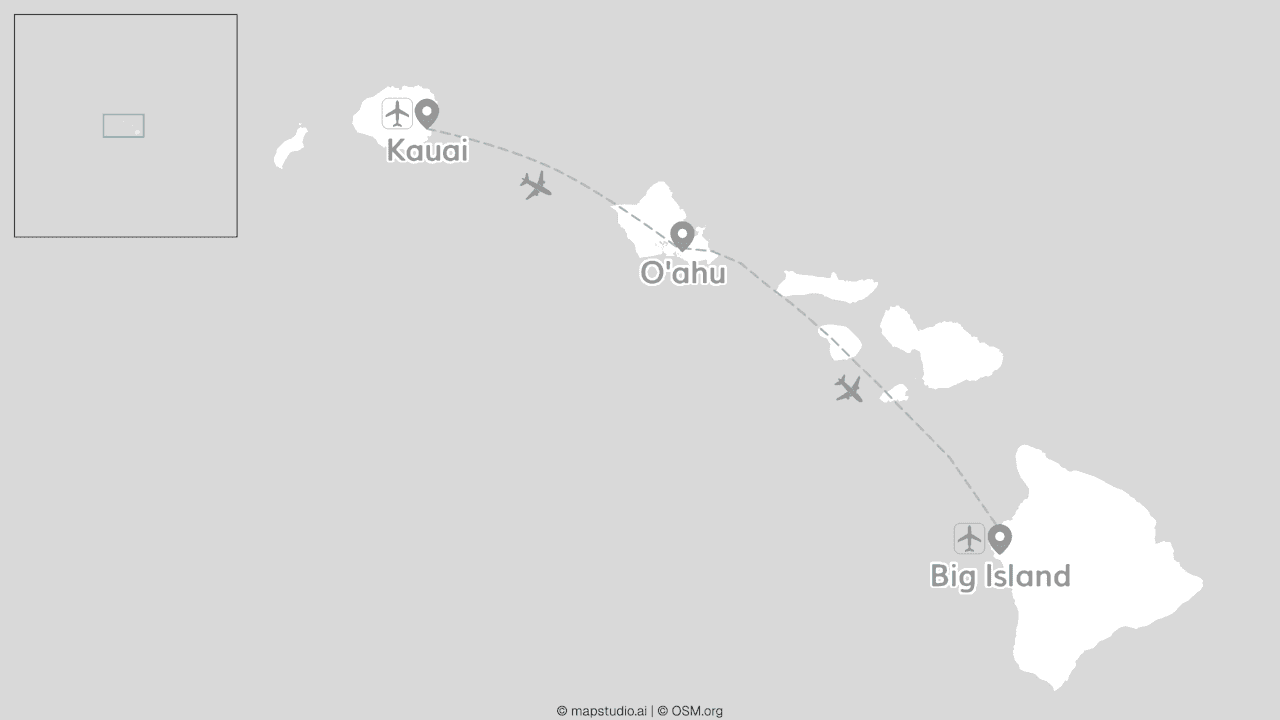 2 for 1 Hawaii: Inselhopping mit Kauai, O'ahu & Big Island